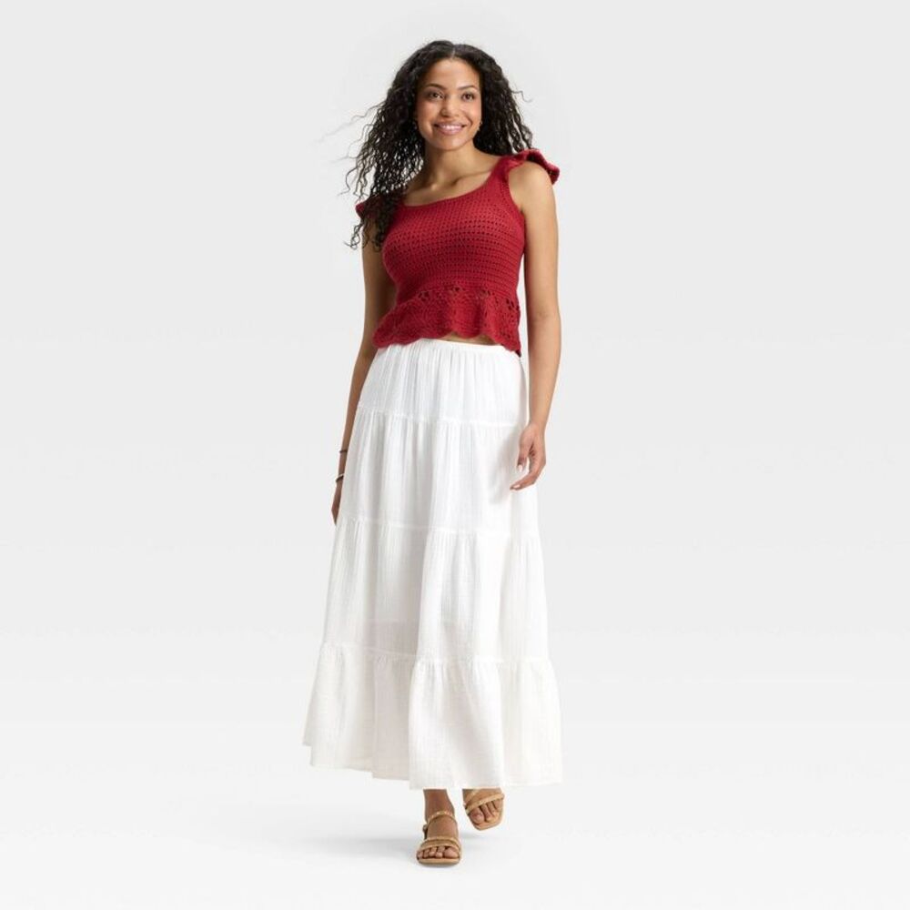 Universal Thread - Women's Crinkle Gauze Pull-On Maxi Skirt - Univers White - Picture 3 of 3